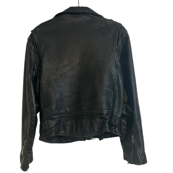 Leather Jacket Biker Motorcycle Men'sSMALL/MEDBlack90's
